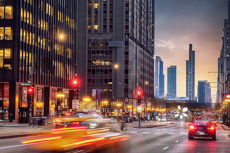 密歇根大道，芝加哥城市风光图片素材
