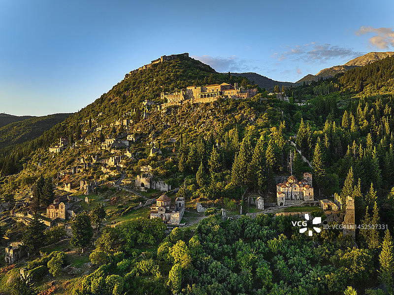 希腊伯罗奔尼撒半岛的米斯特拉斯考古遗址图片素材