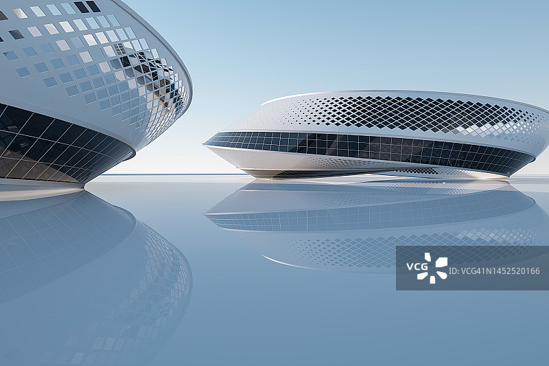 空旷的广场前的现代建筑图片素材