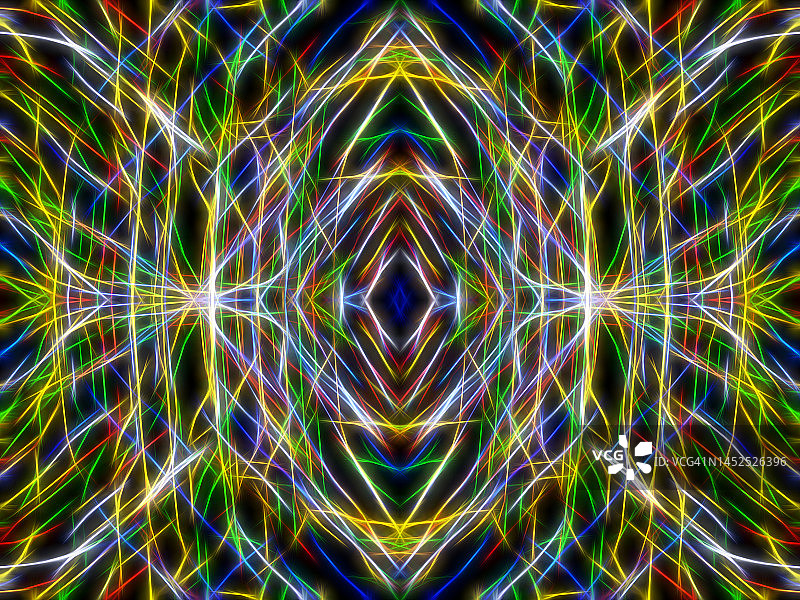 黑色背景上对称矩形的彩色LED灯图片素材