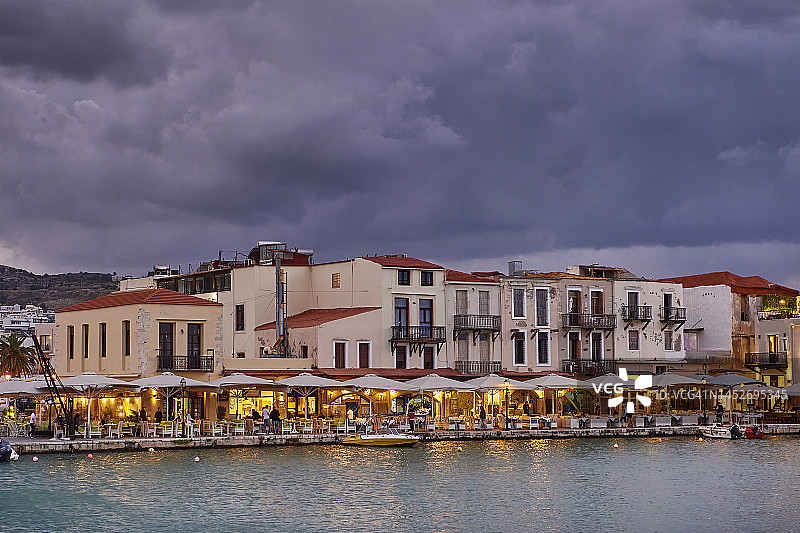 希腊克里特岛雷西姆农的威尼斯港口图片素材