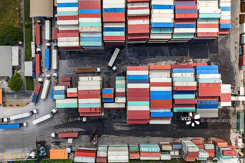 商业物流概念：全球业务连接技术接口的集装箱全球合作伙伴连接。物流进出口背景图片素材