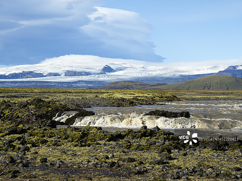冰岛中部高地锡德里·菲亚拉巴克的莱拉河图片素材