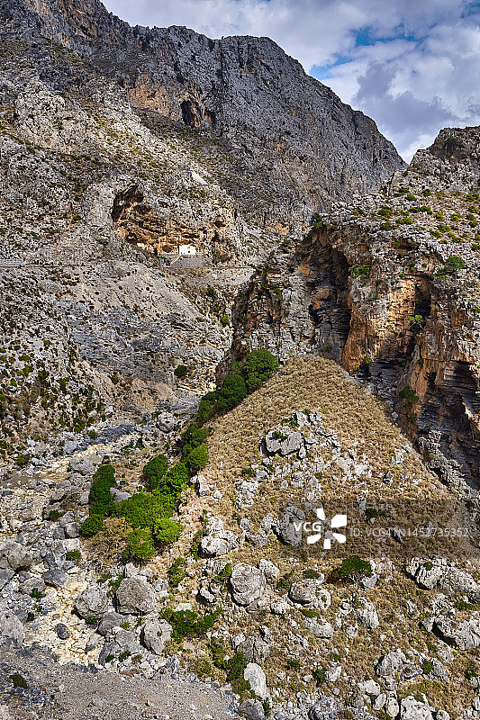 克里特岛库尔塔利奥蒂科峡谷风光，希腊图片素材
