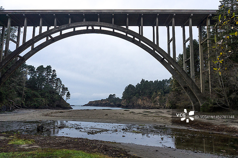 加州门多西诺俄罗斯峡谷桥的壮丽景色图片素材