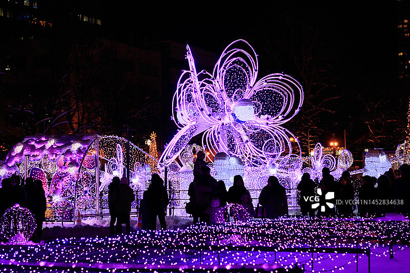 灯火辉煌的札幌市图片素材