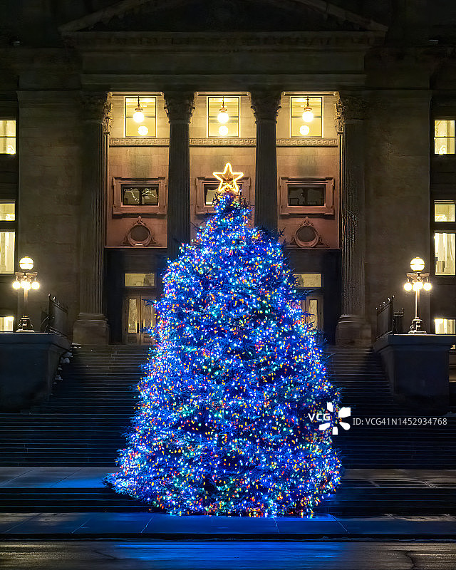 爱达荷州议会大厦的圣诞树图片素材