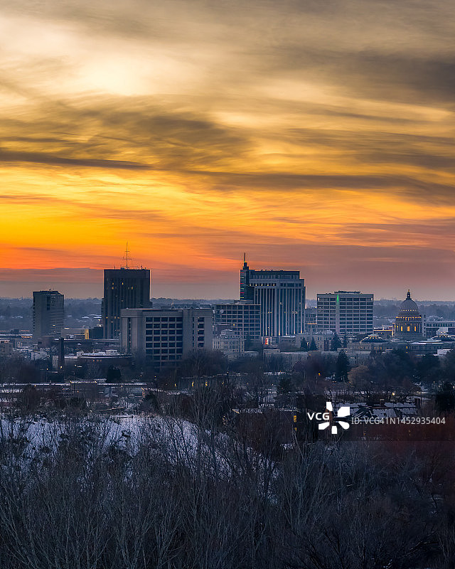 博伊西天际线日落图片素材