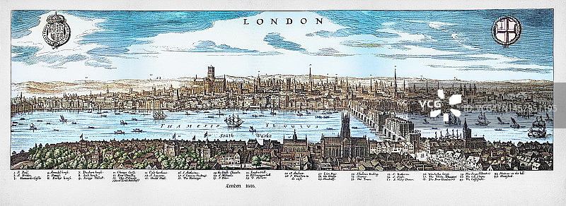 1666年英国伦敦插图雕刻图片素材