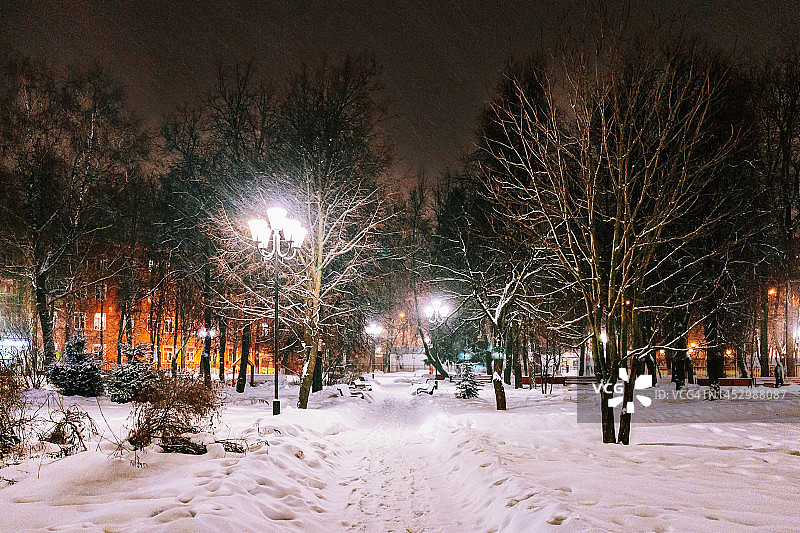 冬季傍晚的公园景色图片素材