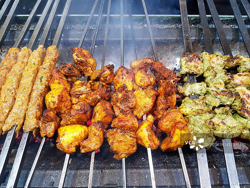 烤鸡肉串烧烤特写图片素材