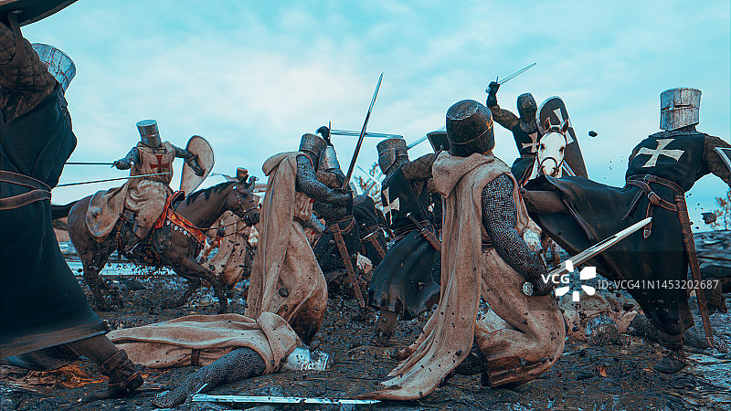 中世纪战场士兵混战图片素材