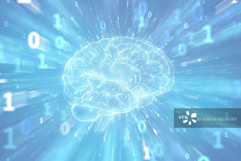 AI大脑与二进制图片素材
