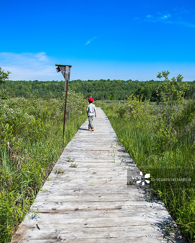 探索自然的年轻混血男孩图片素材