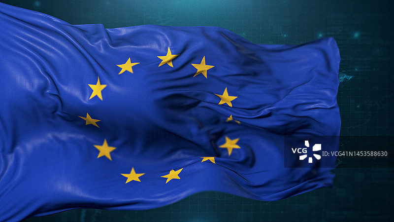 深蓝色背景上的欧盟旗帜图片素材