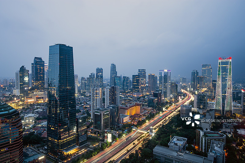 雅加达壮丽的天际线，印度尼西亚图片素材