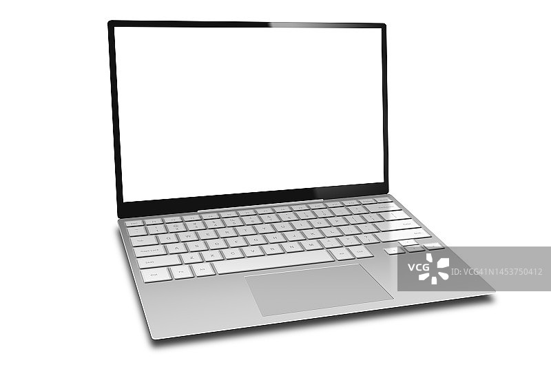 空白屏幕打开的笔记本电脑图片素材