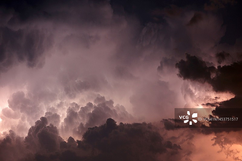 黄昏时天空中的阴沉风暴云图片素材