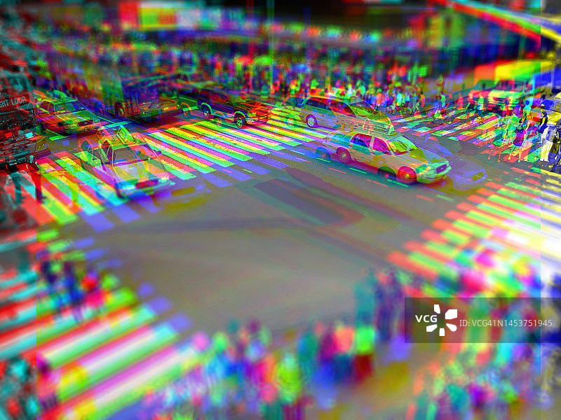 纽约时代广场繁忙路口的浮雕图像图片素材