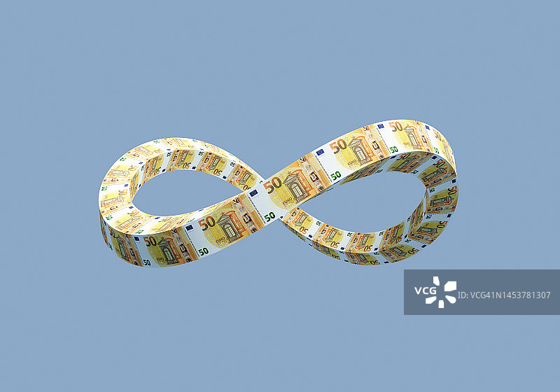 欧元纸币组成无限符号图片素材