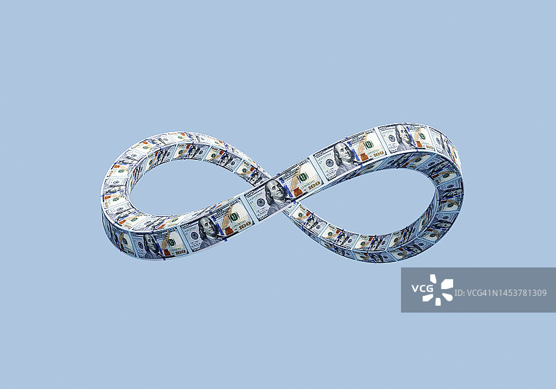 组成无限符号的美元纸币图片素材