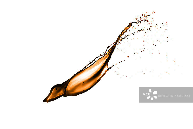 白色背景上的橙色颜料水滴飞溅图片素材