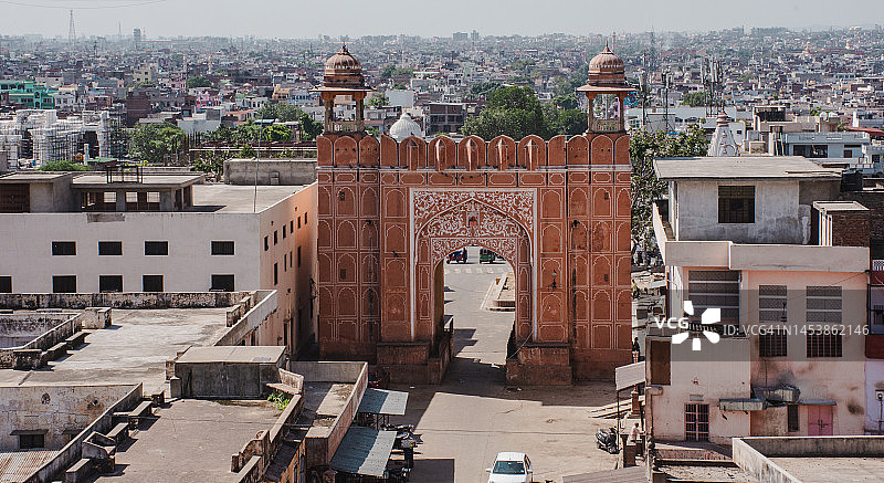 斋浦尔老城门的俯视图图片素材