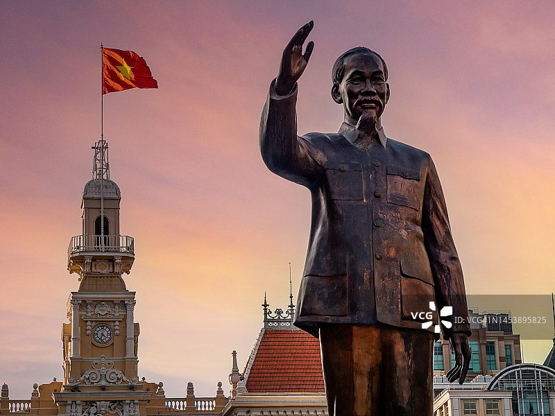 越南胡志明市人民委员会大楼特写镜头图片素材