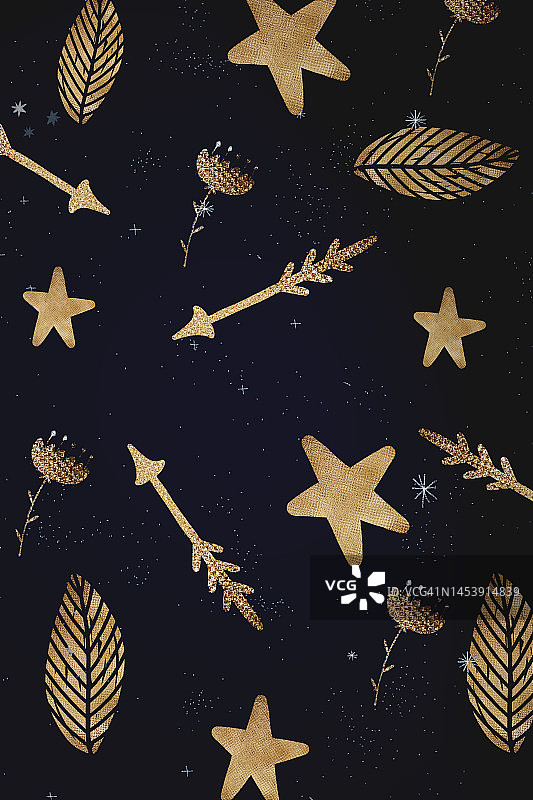 金色星星箭头抽象背景图片素材