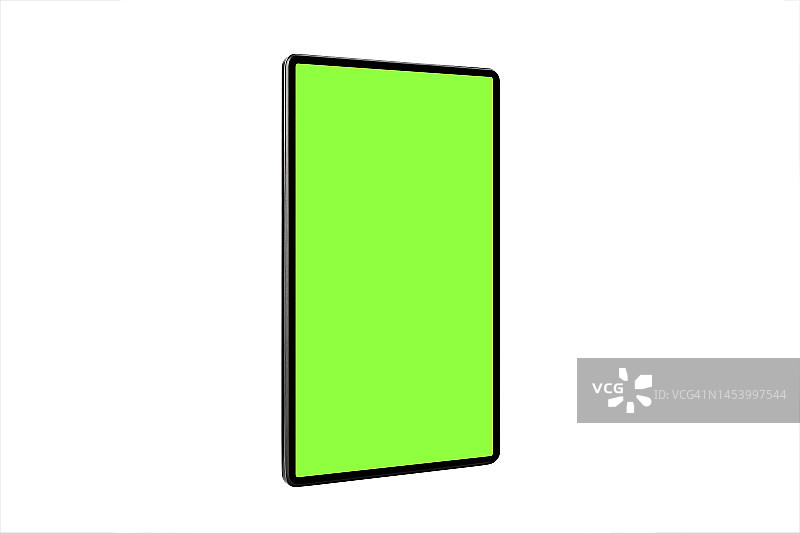 带色度键屏幕的数字平板电脑模型（白色背景隔离）图片素材