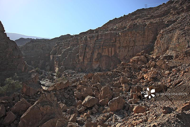 阿曼穆桑达姆地区杰贝尔哈里姆景观图片素材