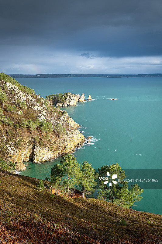 布列塔尼的风景-圣埃尔诺、克罗宗、莫尔加图片素材