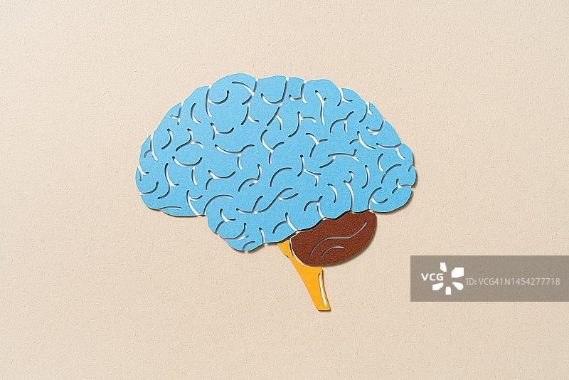 蓝色人脑剪纸工艺图片素材