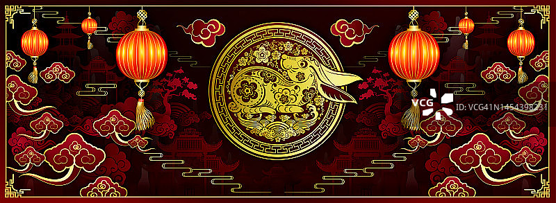 新年快乐，兔年剪纸图片素材