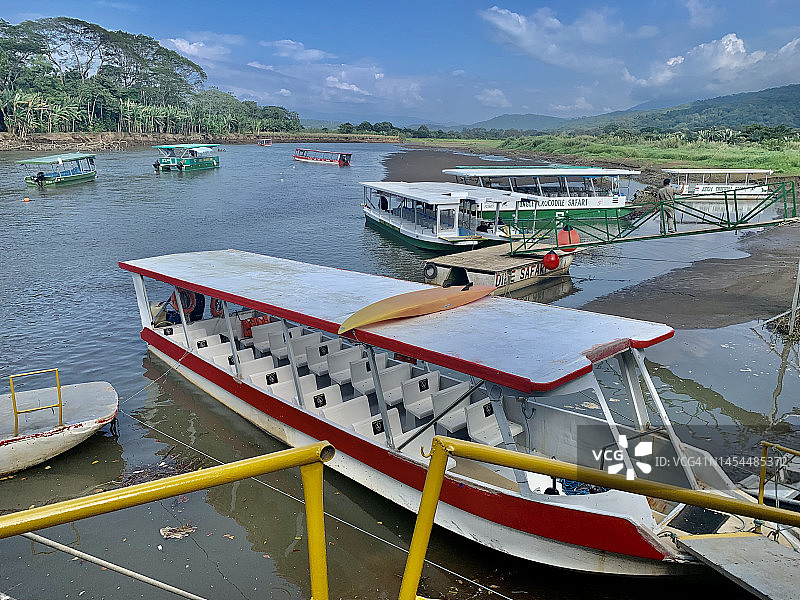 鳄鱼河上的船只图片素材