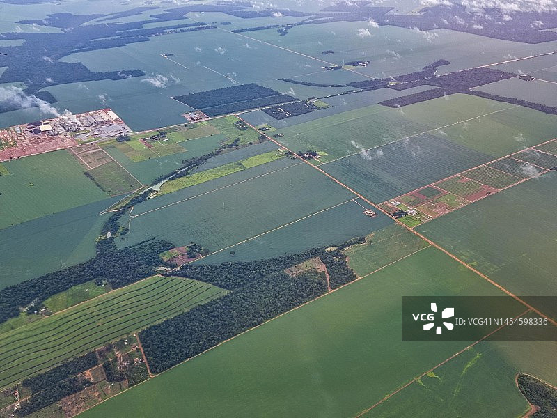 巴西马托格罗索州锡诺普附近巨型大豆田航拍图片素材