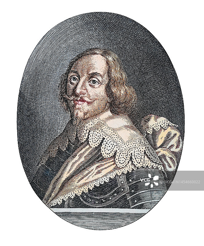 三十年战争期间的奥地利职业士兵马蒂亚斯·加拉斯伯爵和卢切拉公爵肖像图片素材