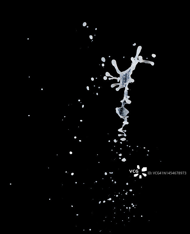 黑色背景上的牛奶飞溅和滴落图片素材