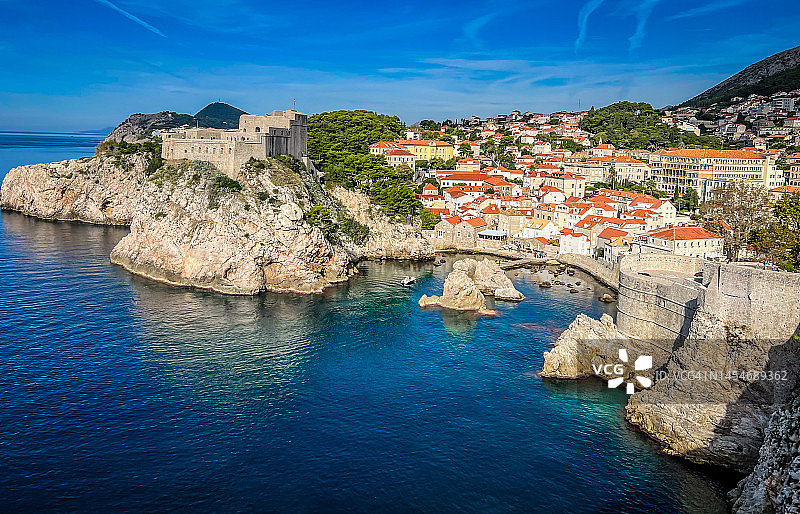 洛夫里耶纳克堡垒与西港湾 - 克罗地亚杜布罗夫尼克图片素材