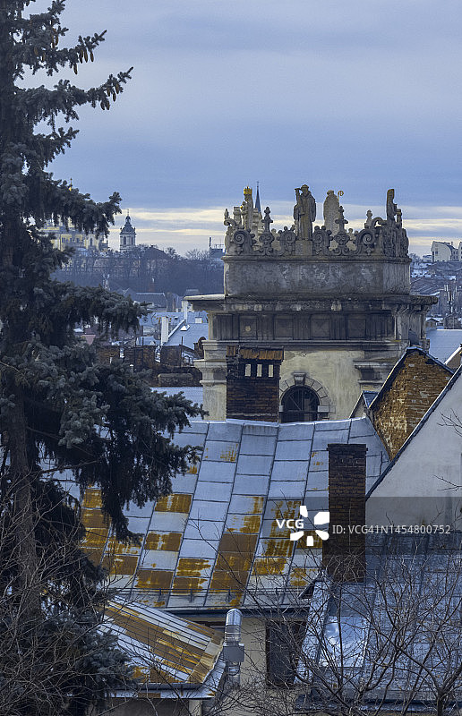 利沃夫历史中心的屋顶图片素材