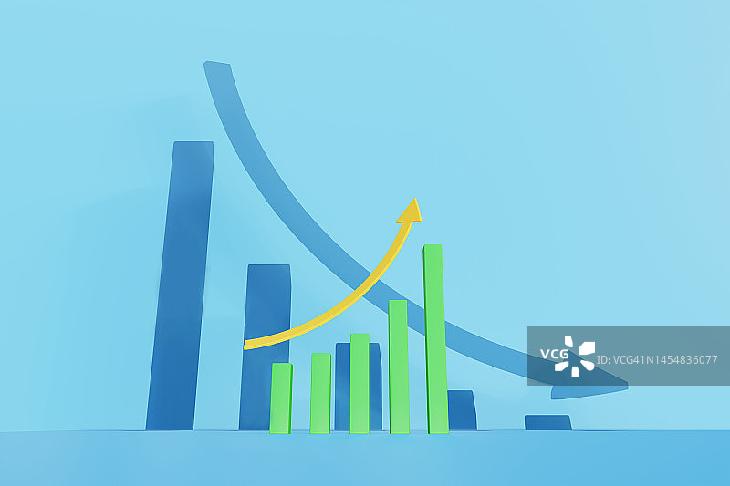 带有衰退阴影的增长图表图片素材