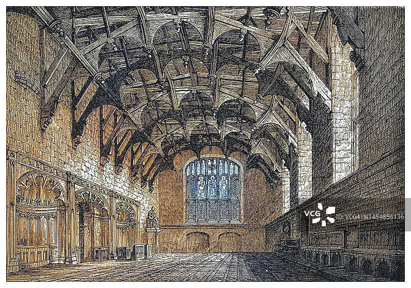 17世纪苏格兰爱丁堡议会大厦古版画插图图片素材