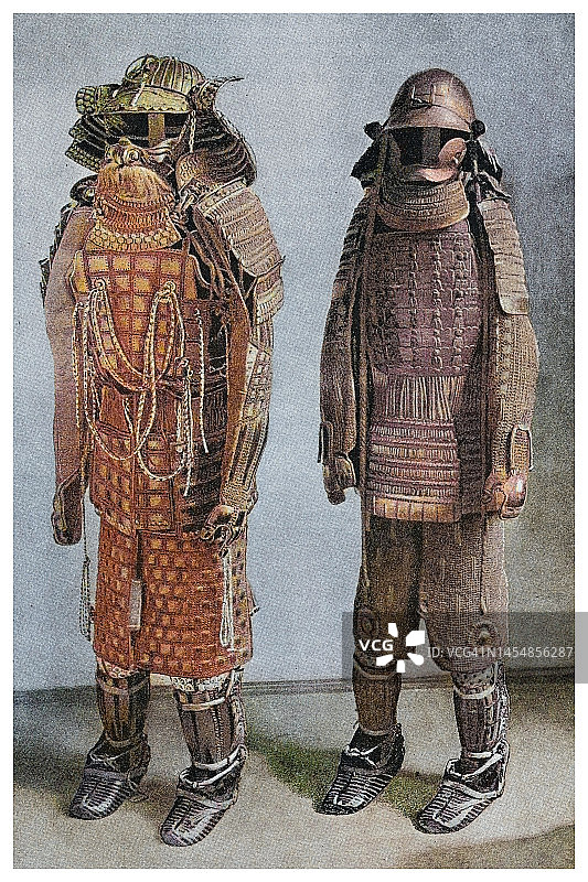 17世纪日本盔甲古版画图片素材