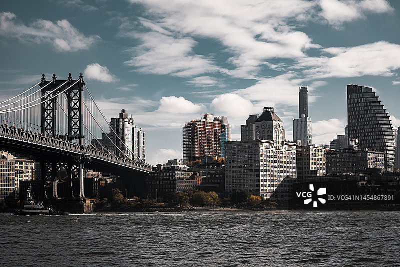 布鲁克林和曼哈顿大桥的景色图片素材