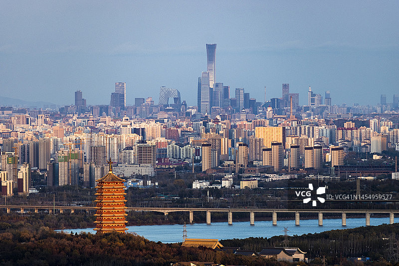 北京城市天际线日落景观图片素材