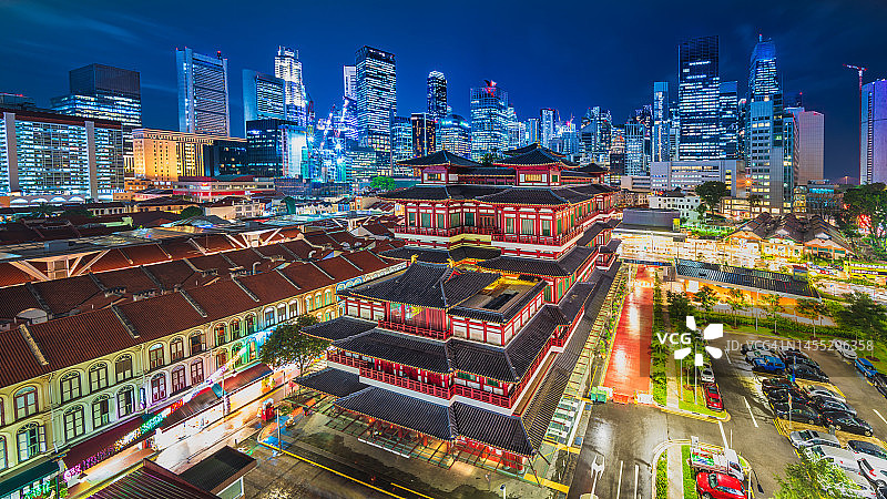 新加坡佛牙寺夜景图片素材
