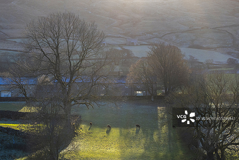 约克郡河谷的冬日之光图片素材
