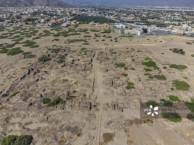 沙特阿拉伯奈季兰欧赫杜德考古遗址干旱景观鸟瞰图图片素材