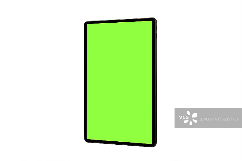 带色度键屏幕的数字平板电脑模型（白色背景隔离）图片素材