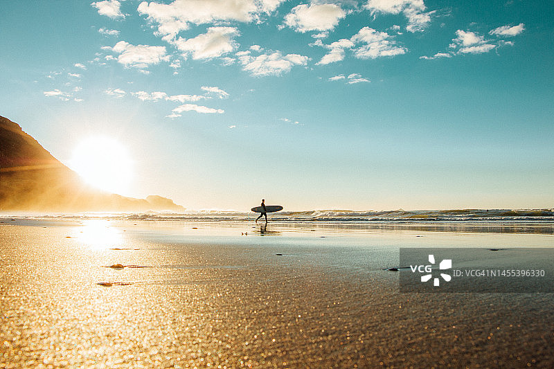 新西兰芒格努伊山冲浪日落图片素材